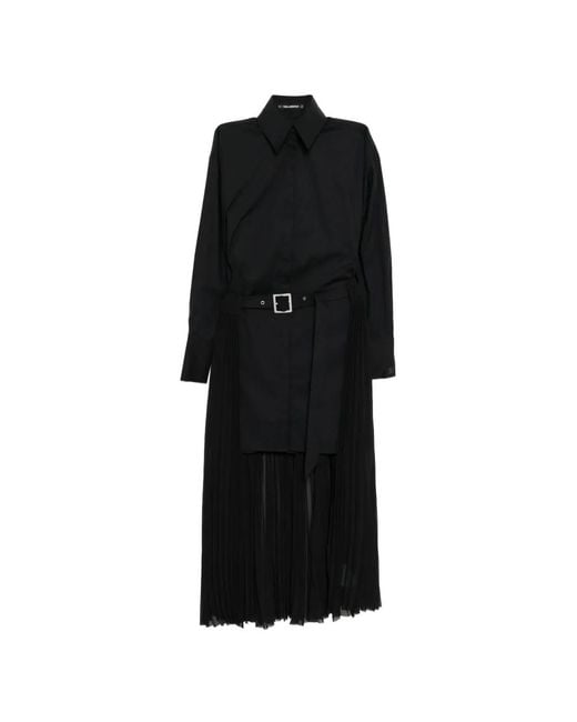 Karl Lagerfeld Black Robe-Chemise À Design Plissé