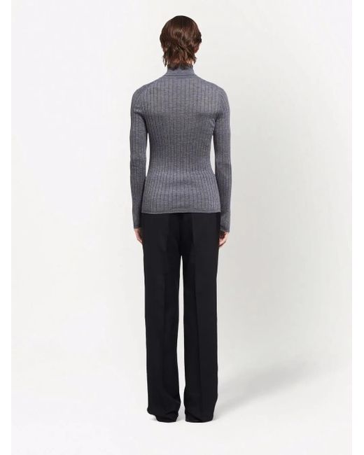 Prada Blue Ribbed Roll Neck Jumper for men