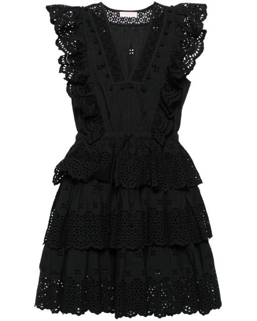 Ulla Johnson Mini-jurk Met Ruches in het Black
