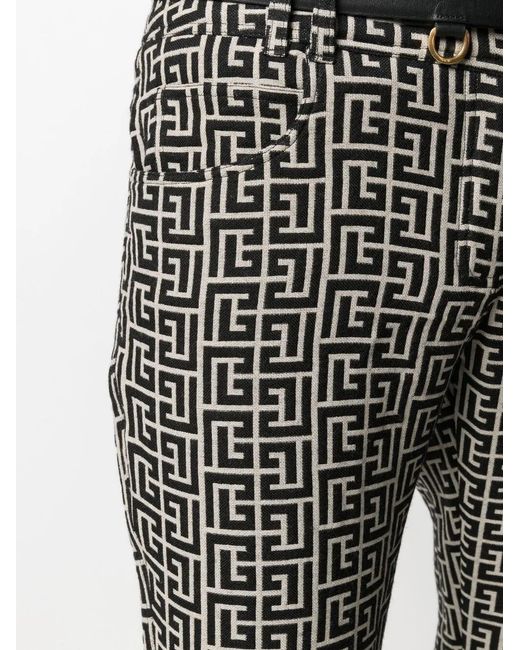 Balmain Gray Low-Rise Monogram Bootcut Trousers
