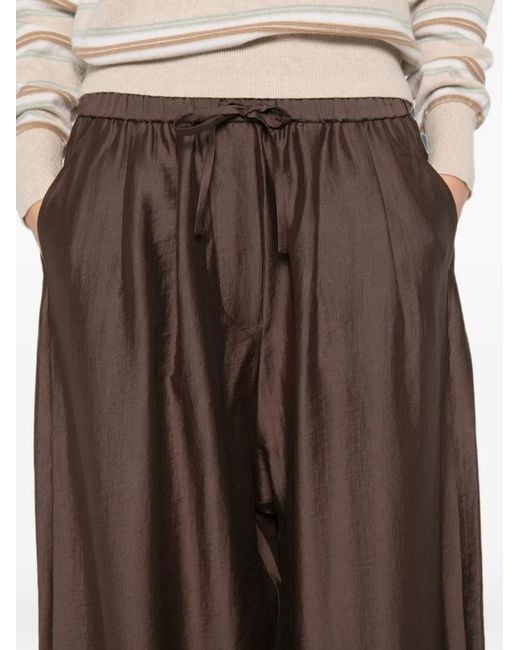 Cordera Brown Drawstring-Waist Wide-Leg Trousers