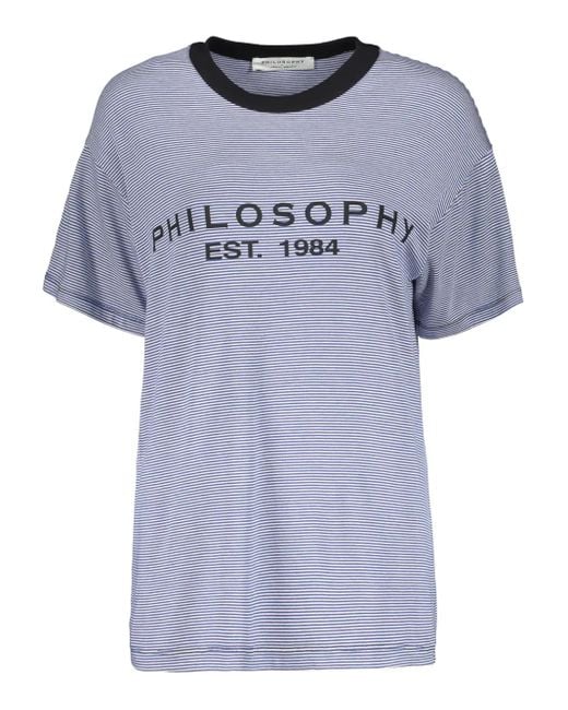 Philosophy Di Lorenzo Serafini Blue Striped T-Shirt