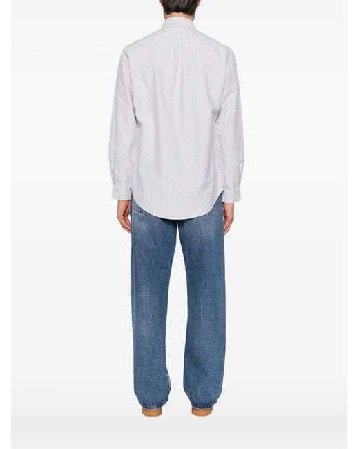 Polo Ralph Lauren White Vertical-Stripe Button-Down Shirt for men
