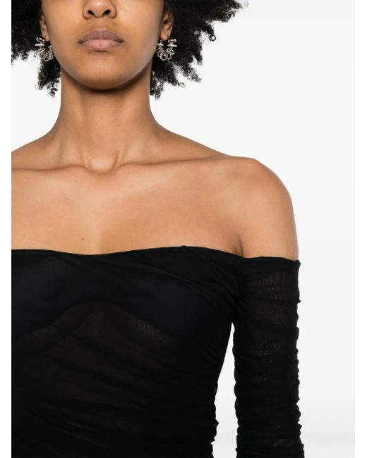 Body fruncido con hombro descubierto Mugler de color Black