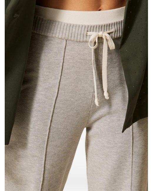 Twinset White Knit Trousers With Drawstring