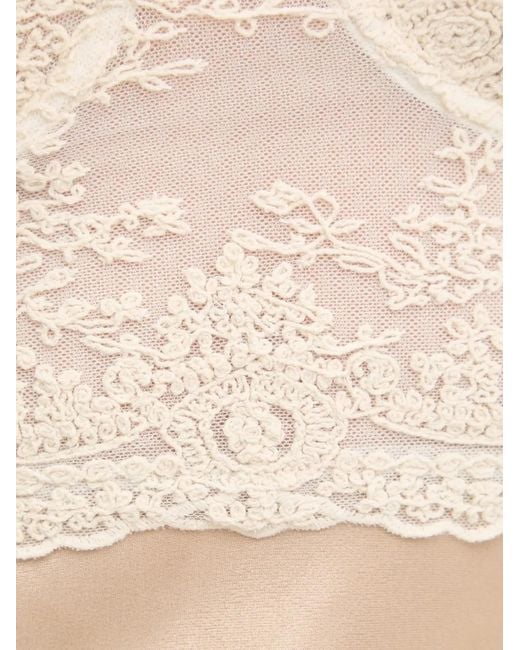 Top Con Panel De Encaje Bardot de color White