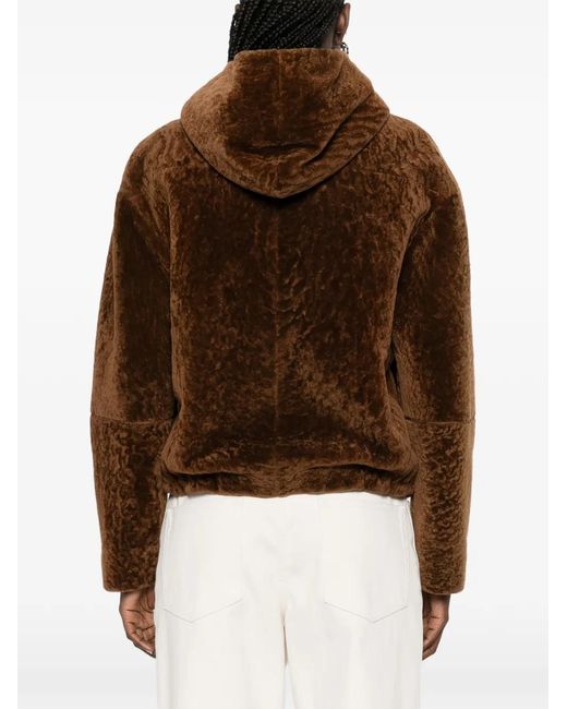 Nanushka Brown Hooded Zip-Up Jacket