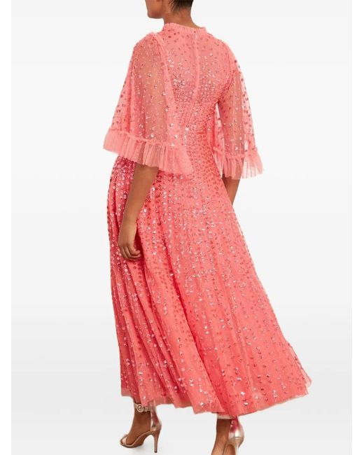 Needle & Thread Pink Short-Sleeve Evening Dress