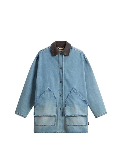 Woolrich Blue Shirt-Collar Pocket Denim Jacket