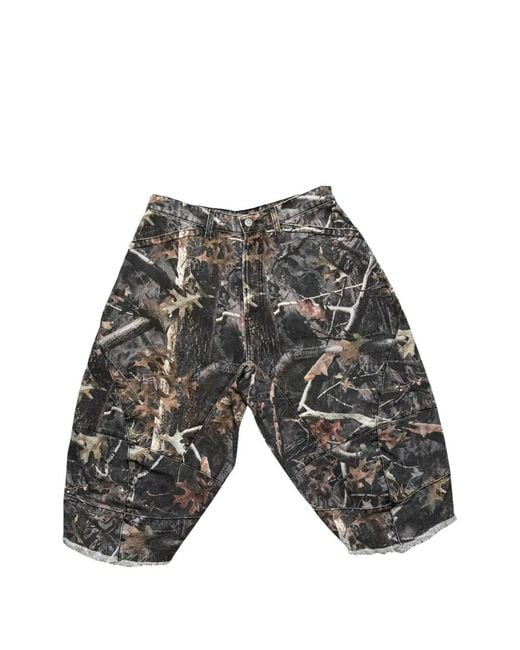 Satoshi Nakamoto Gray Camo-Print Carpenter Shorts for men