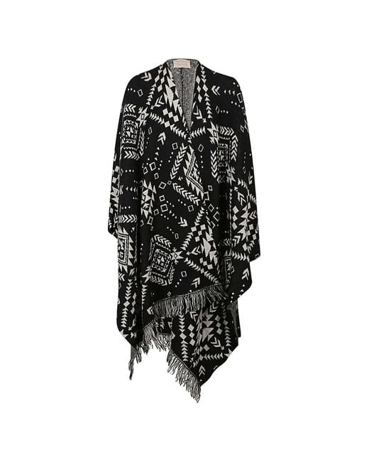 TOOCO Black Geometric-Print Cape