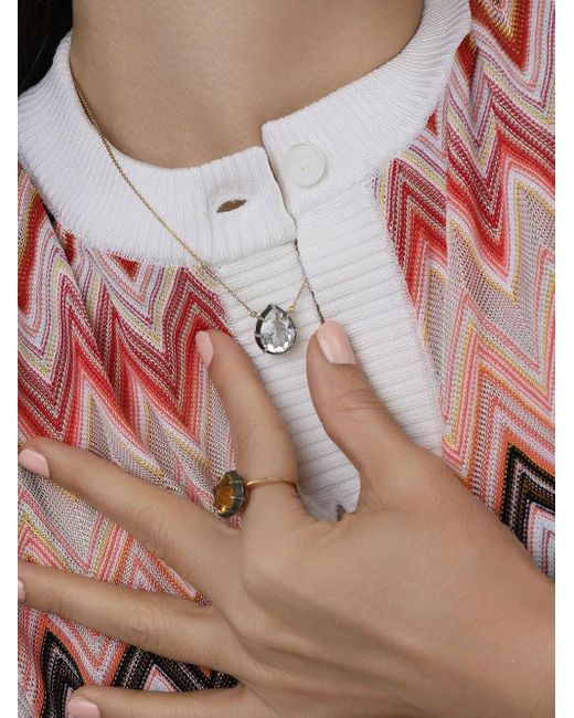 Fred Leighton Metallic 18kt Yellow Gold Collet Solitaire Topaz Necklace