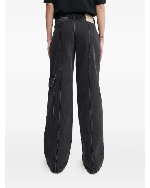 Stine Goya Black Button Cargo-Pocket Jeans