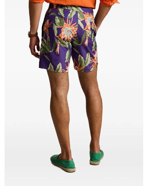 Polo Ralph Lauren Blue Floral-Print Swim Shorts for men