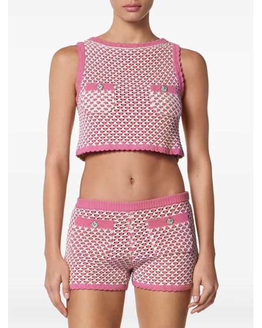 Versace Pink Crochet Knit Top