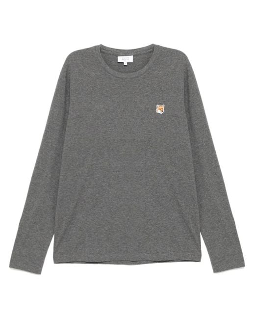 Maison Kitsuné Gray Bold Fox Head Patch T-Shirt for men