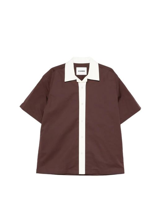 Jil Sander Purple Collared Short-Sleeves Shirt for men