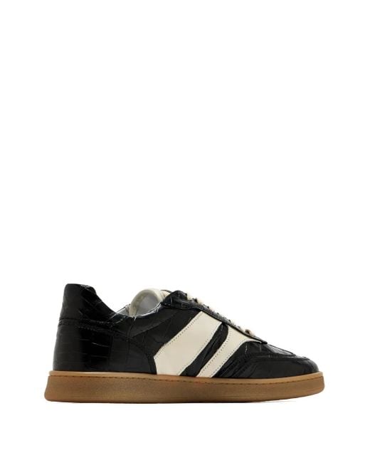 Collegium Black Pillar Court Iii Crocodile-Effect Panelled Sneakers for men