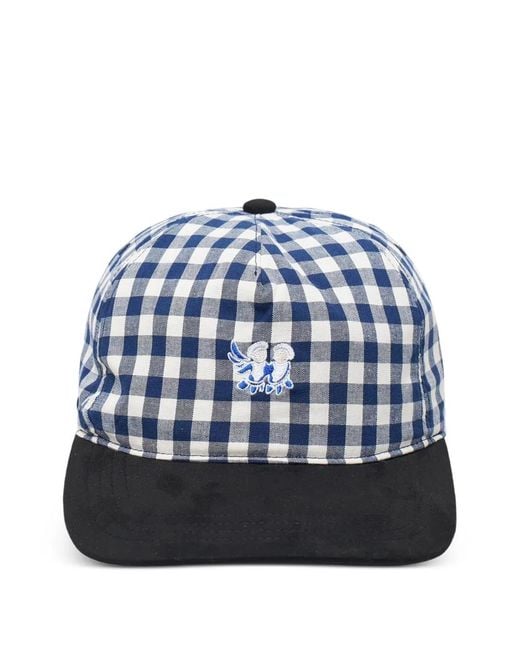 JUNTAE KIM Blue Embroidery Check Cap for men