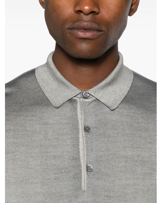 Canali Gray Buttoned Polo Shirt for men