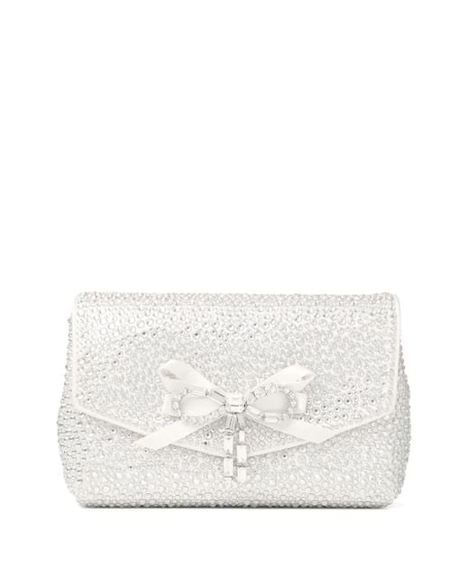 Jimmy Choo White Mini Sac Soft Bow À Ornements En Cristal