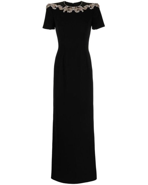 Jenny Packham Black Lana Crystal-embellished Dress