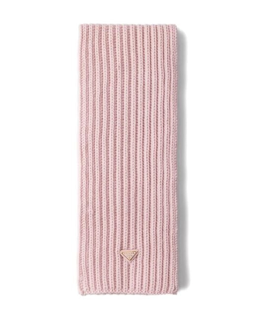 Prada Pink Enameled Triangle Rib Knit Scarf