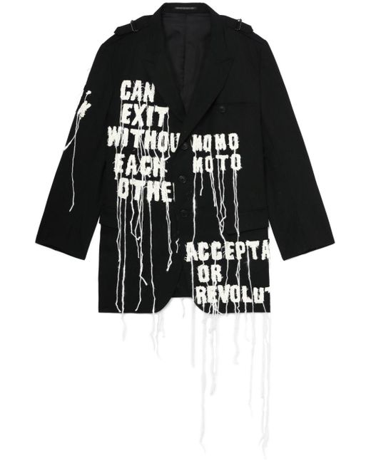 Yohji Yamamoto Black Embroidered Blazer for men