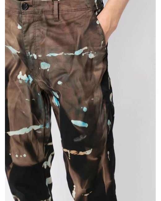 Stain Shade Black Tie-Dye Straight-Leg Trousers for men