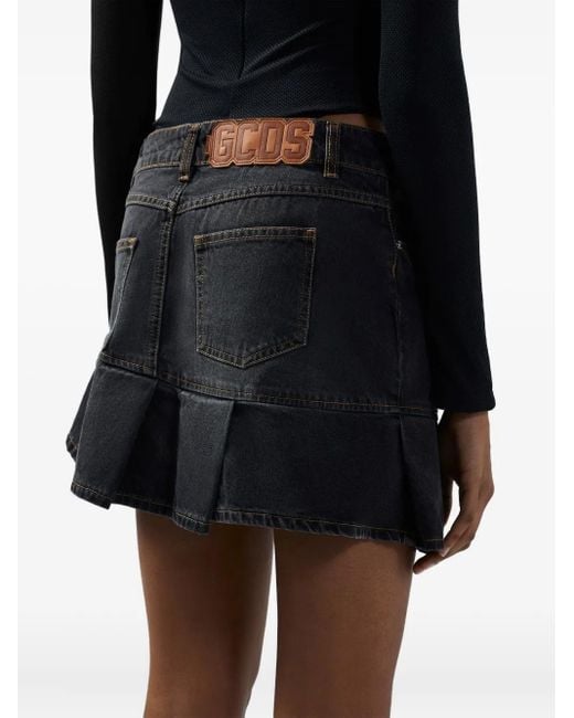 Gcds Black Denim Mini Skirt