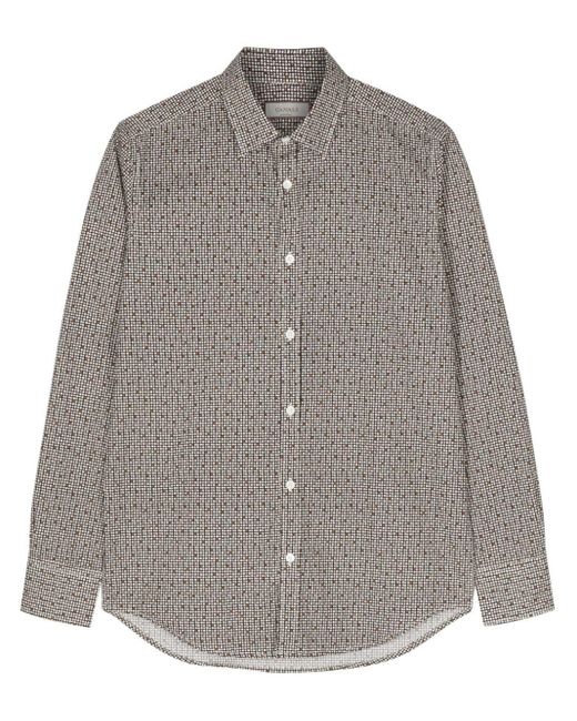 Canali Gray Graphic-print Cotton Shirt for men