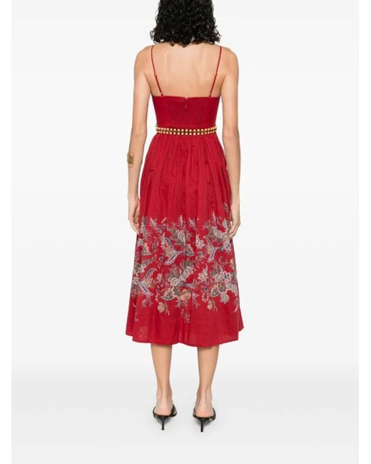 Zimmermann Rhiannon Corset Midi Dress in het Red
