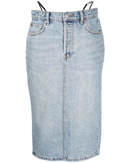 Alexander Wang Blue Thong-strap Denim Skirt - Women's - Cotton