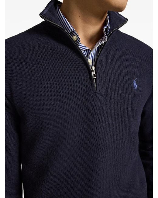 Polo Ralph Lauren Blue Quarter-Zip Sweater for men