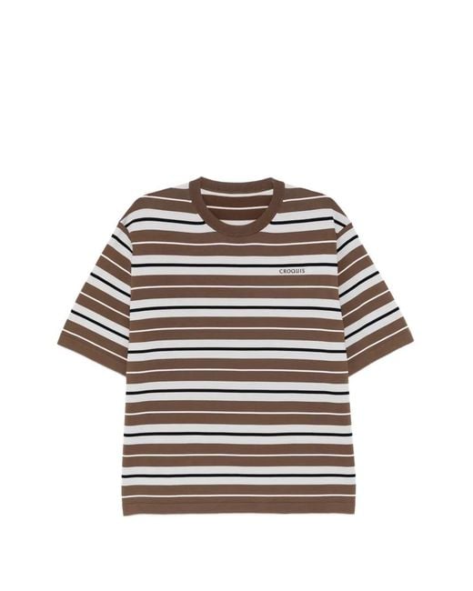 CROQUIS Brown Logo-Embroidered T-Shirt for men