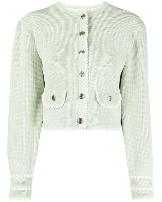 Sandro Ana Louise Waffle Knit Cardigan in Green | Lyst Canada