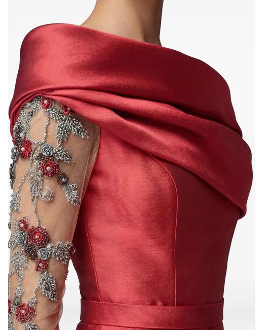 Gatti Nolli by Marwan Embroidered-Sleeve Wrap-Skirt Midi Dress
