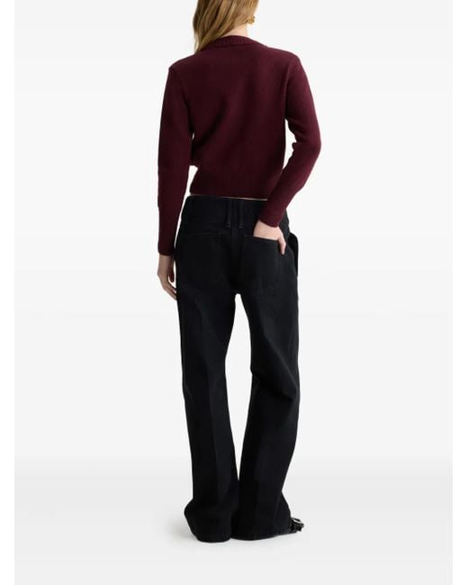 Patou Purple Double-Collar Wool Cardigan