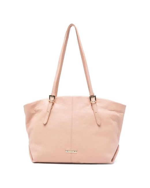 Cromia Pink Serena Grained Leather Shoulder Bag
