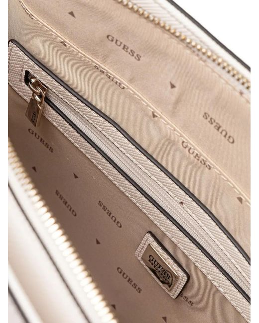 Guess White Noelle Triangle-Logo Tote Bag