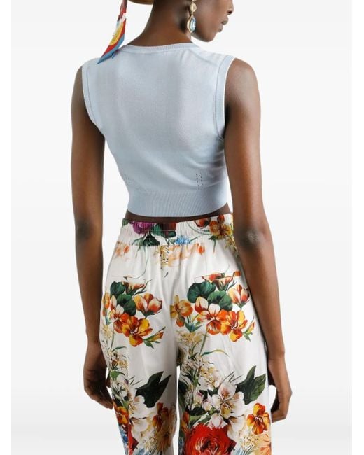Dolce & Gabbana Blue Silk-Blend Top