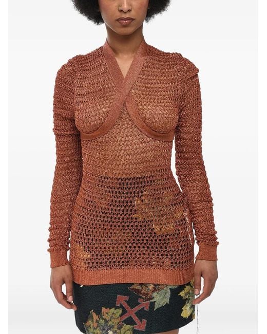 Off-White c/o Virgil Abloh Red Criss-Cross Detail Net Sweater