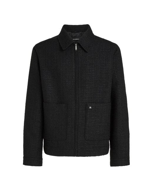 Karl Lagerfeld Black Bouclé Zip-Up Jacket for men