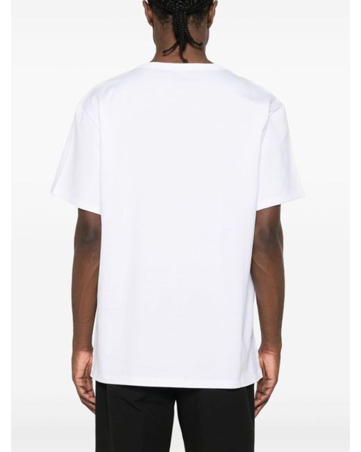 Alexander McQueen White Embroidered-logo Cotton T-shirt for men