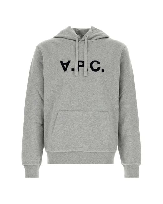 A.P.C. Gray Logo-Print Drawstring Hoodie