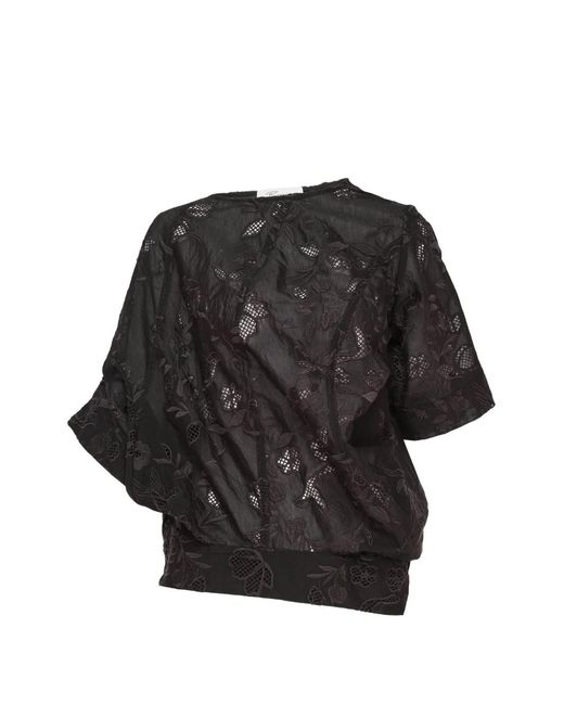 Caroline Hu Black Embroidered Inverted Shirt