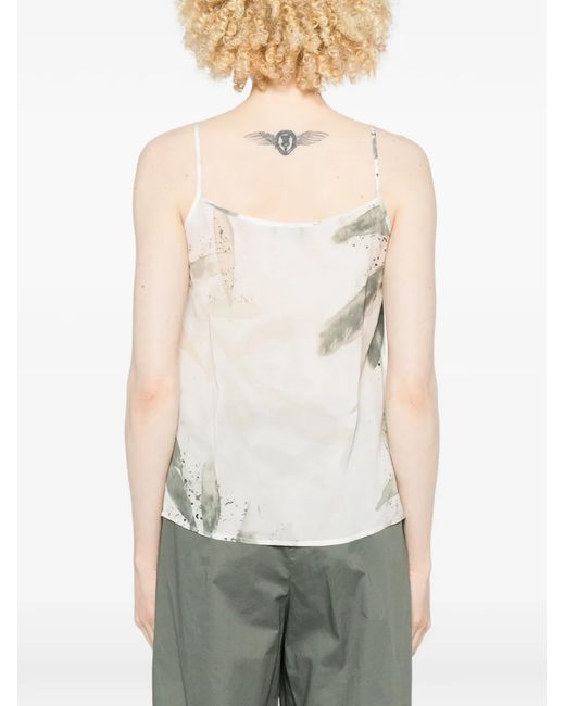 Peserico White Leaf-Print Top