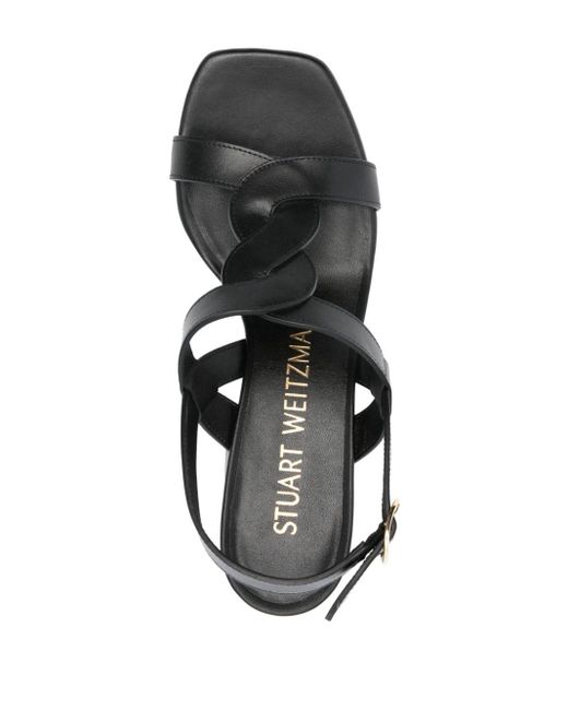 Stuart Weitzman Black Ibiza 75mm Leather Sandals