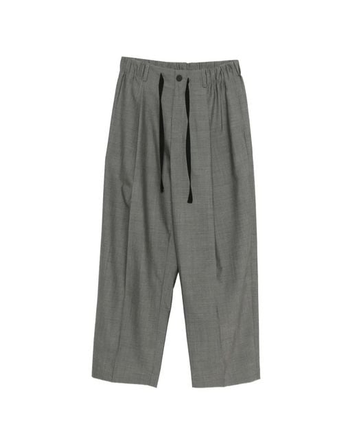Studio Nicholson Gray Noam Drawstring Cropped Trousers for men