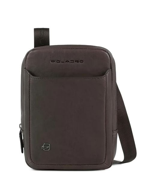 Piquadro Black Logo-Plaque Leather Backpack for men